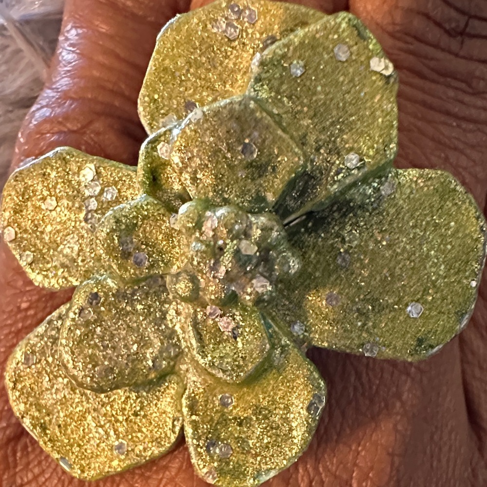 Chic Green Floral Statement Ring(Adjustable) - image 3